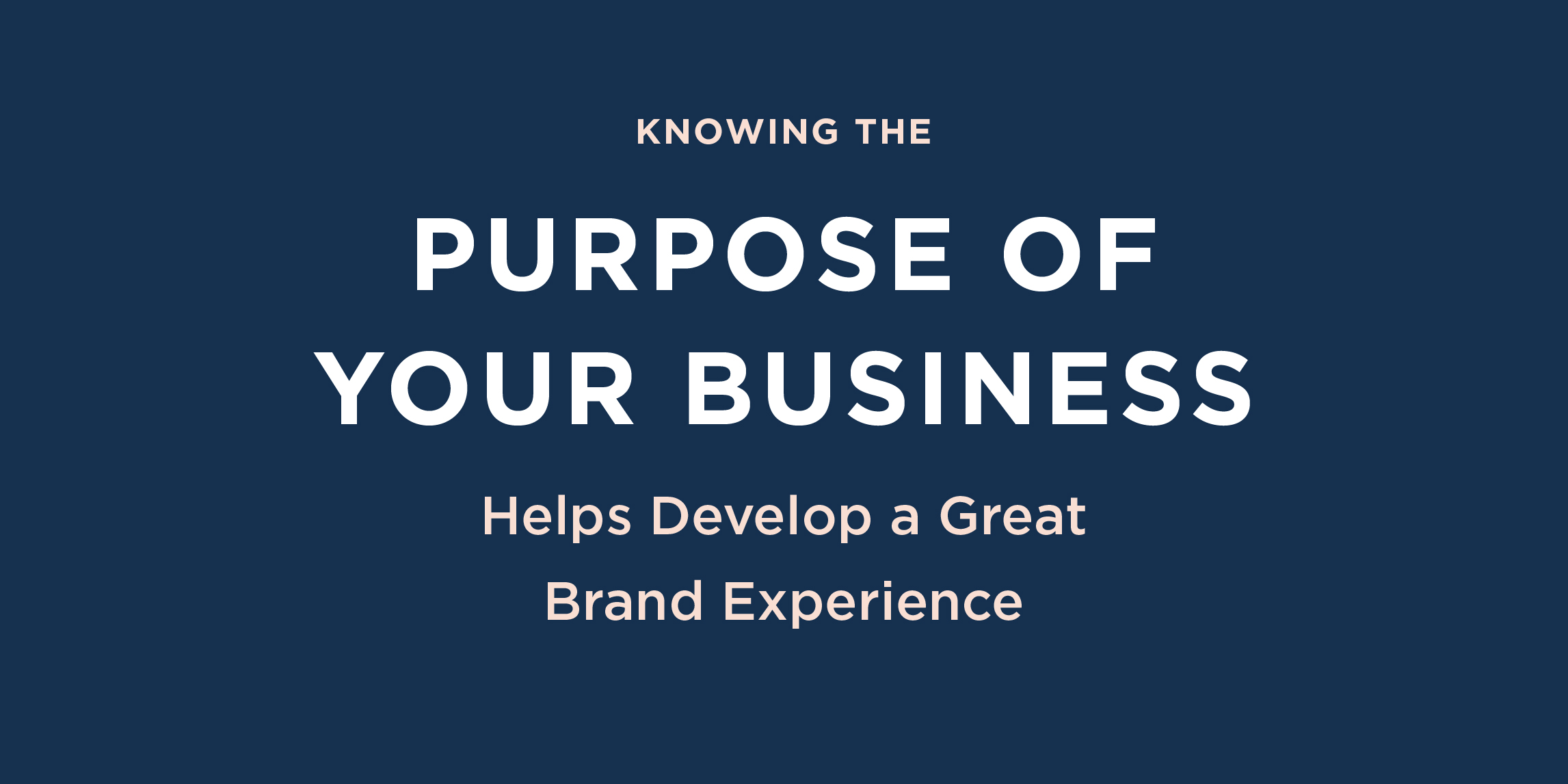 Knowing the purpose of your business helps develop a great brand experience.