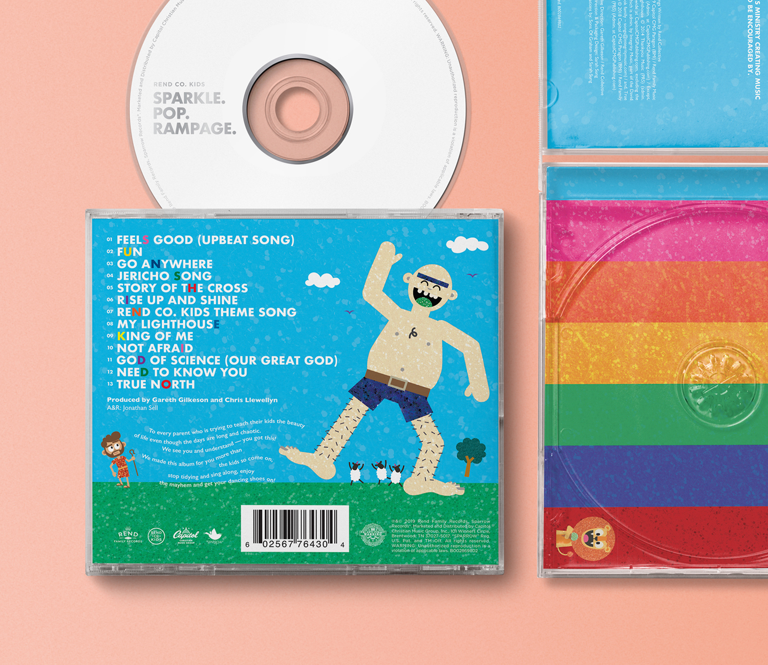 back of cd packaging with one letter highlighted from each song title