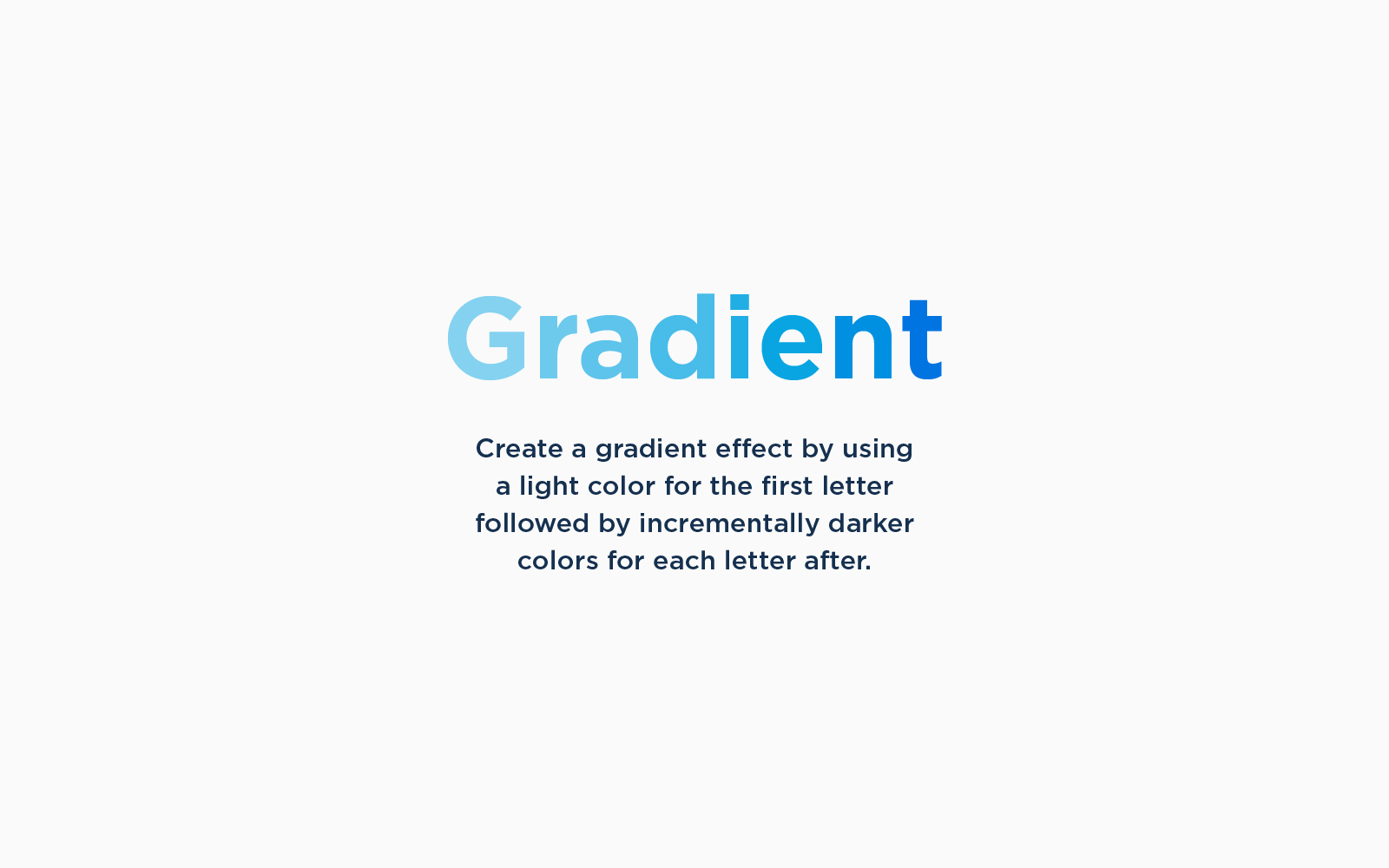 text graphic of an example of gradient special effect