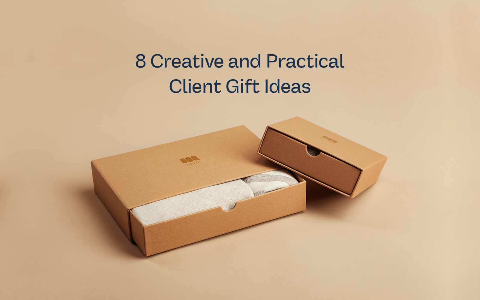 Creative and practical client gift included in packaging boxes.