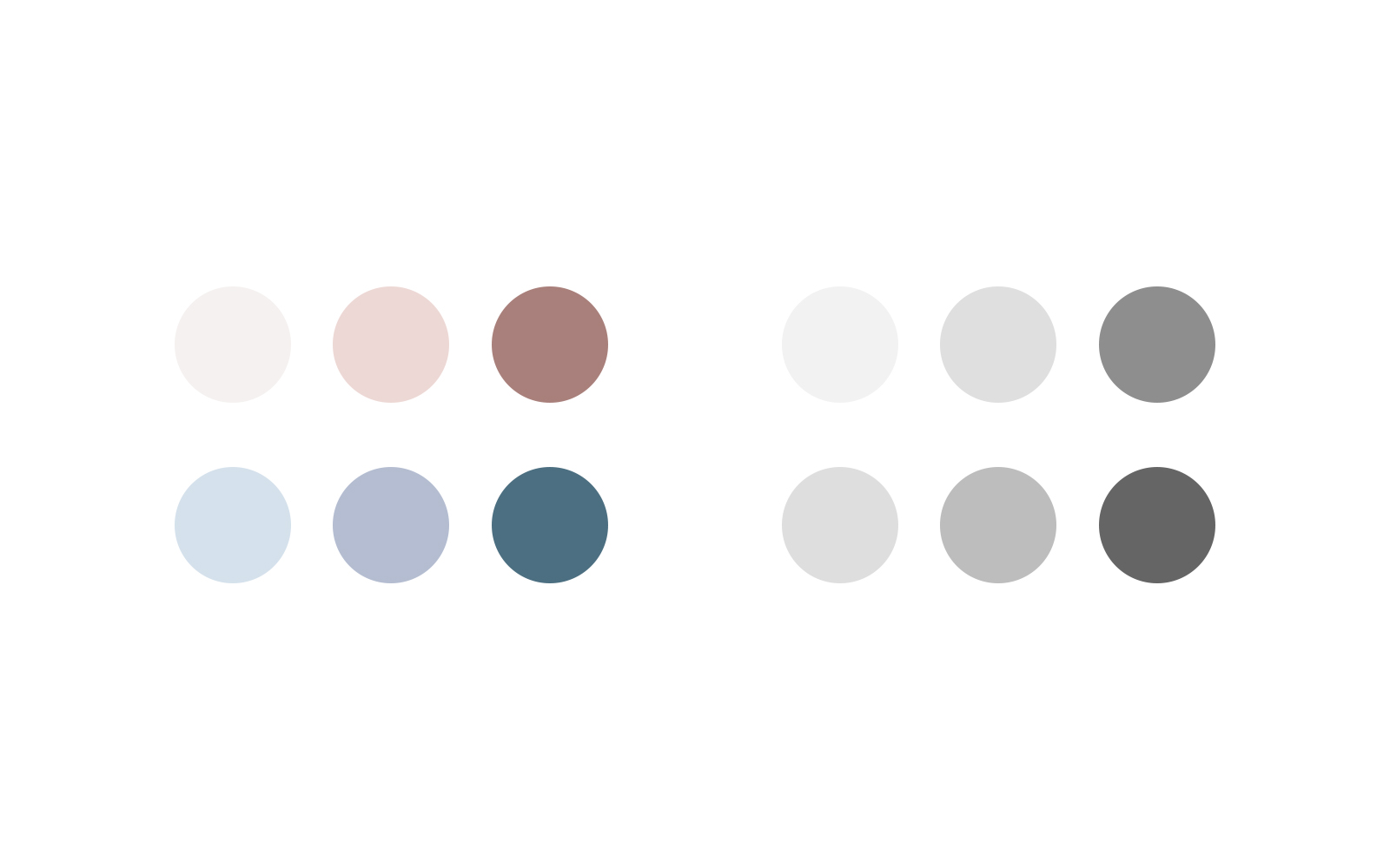 Full color of color palette beside the same color palette in greyscale.