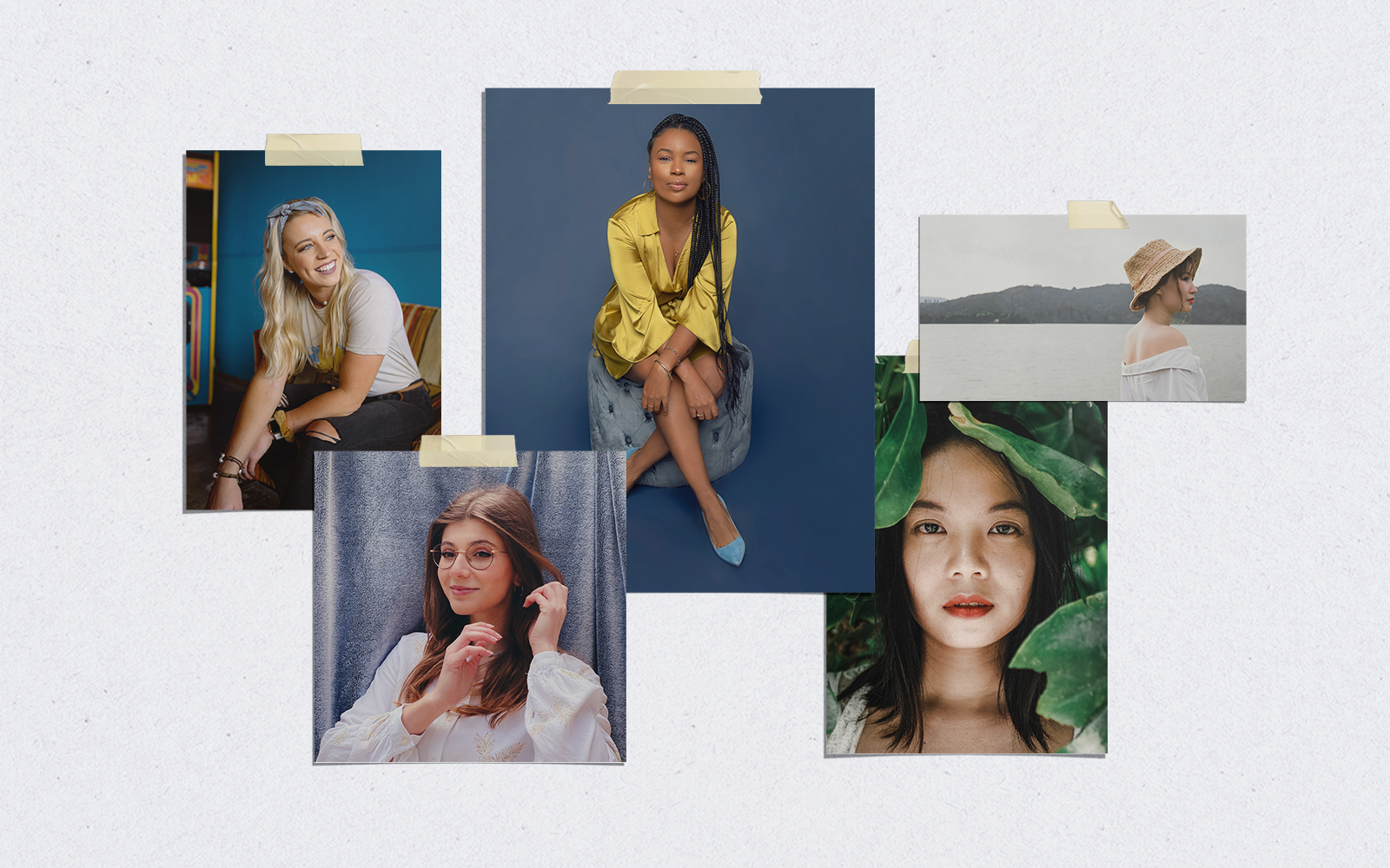 Moodboard of different headshots of female small business owners.