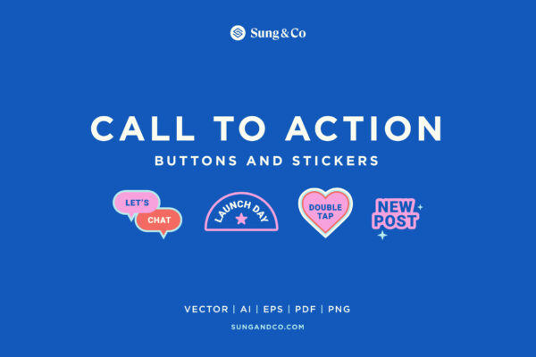 Fun call to action digital stickers pack for sale.