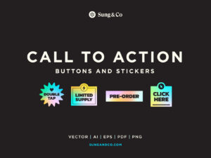 Featuring a set of Holographic Call to Action Stickers for sale.