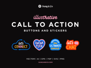 Illustrative Call to Action Sticker Pack