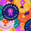 Zoomed in modules completed course badges