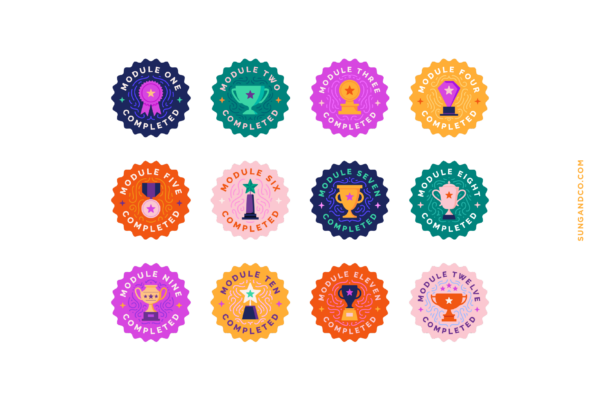 Set of Modules Complete Course Badges