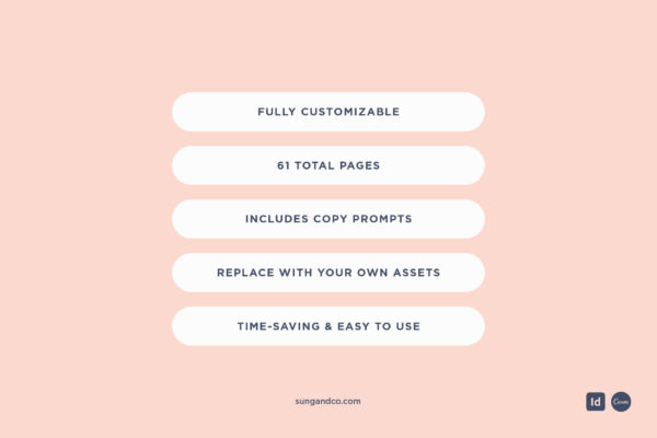 Easy to use and customizable brand guide template features