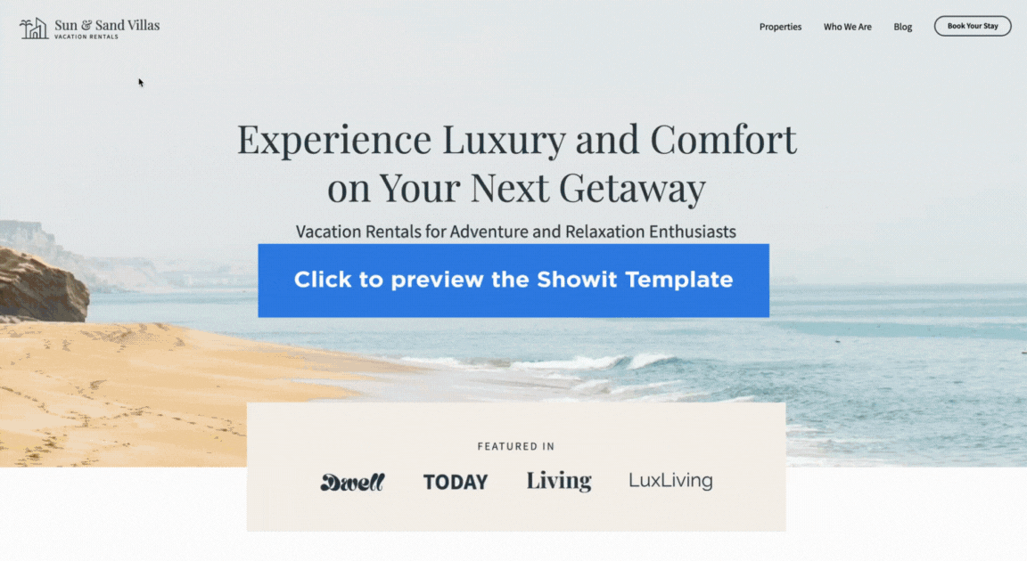 Click here to preview the Showit template.