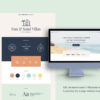 Brand board and website template mockup included in the Sun and Sand Villas Template.